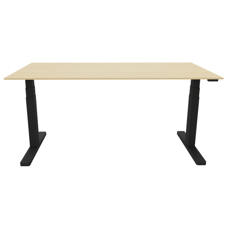 Schreibtisch elektrisch höhenverstellbar, 180x80cm, ahorn/schwarz