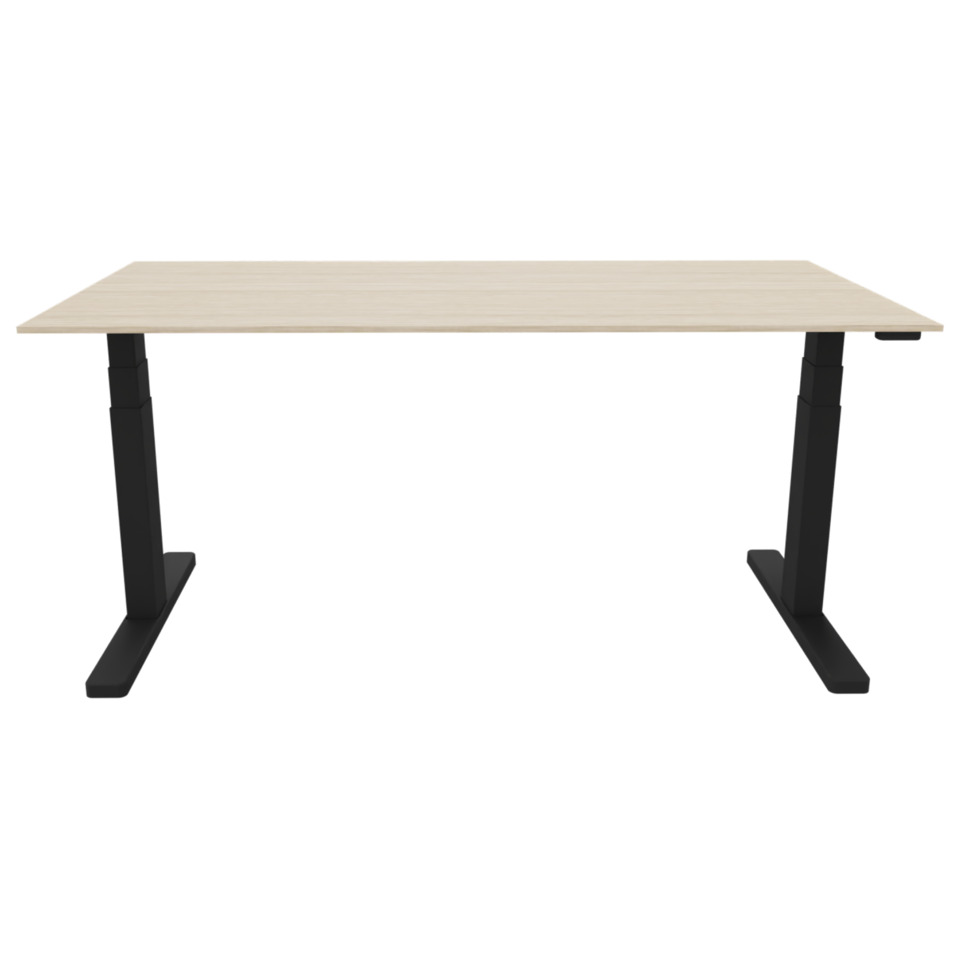 Schreibtisch elektrisch höhenverstellbar, 180x80cm, eiche/schwarz