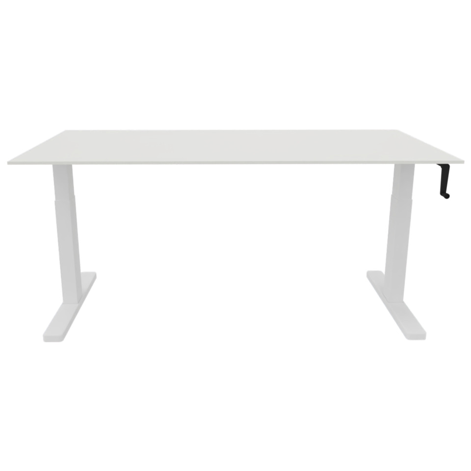 Schreibtisch manuell höhenverstellbar, 160x80cm, weiß/weiß