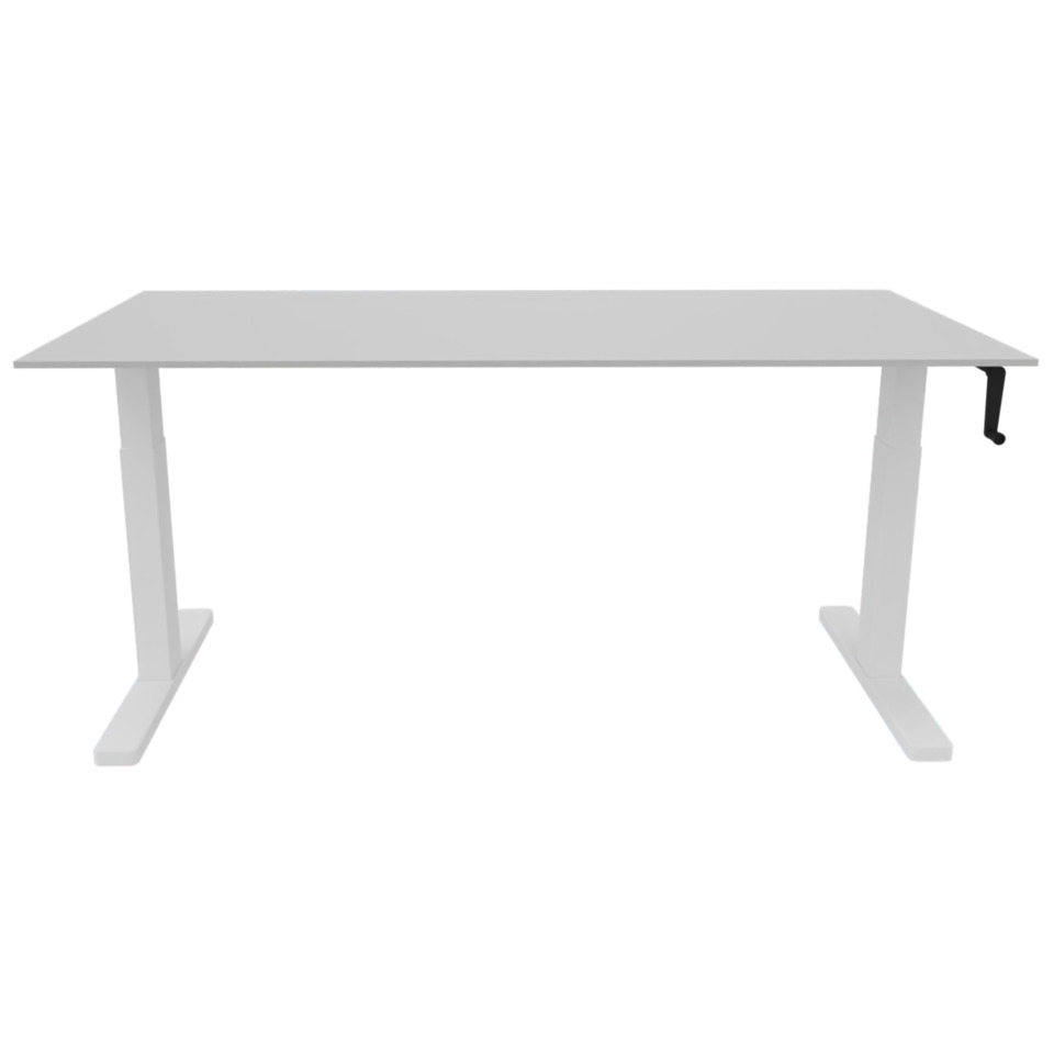 Schreibtisch manuell höhenverstellbar, 160x80cm, grau/weiß