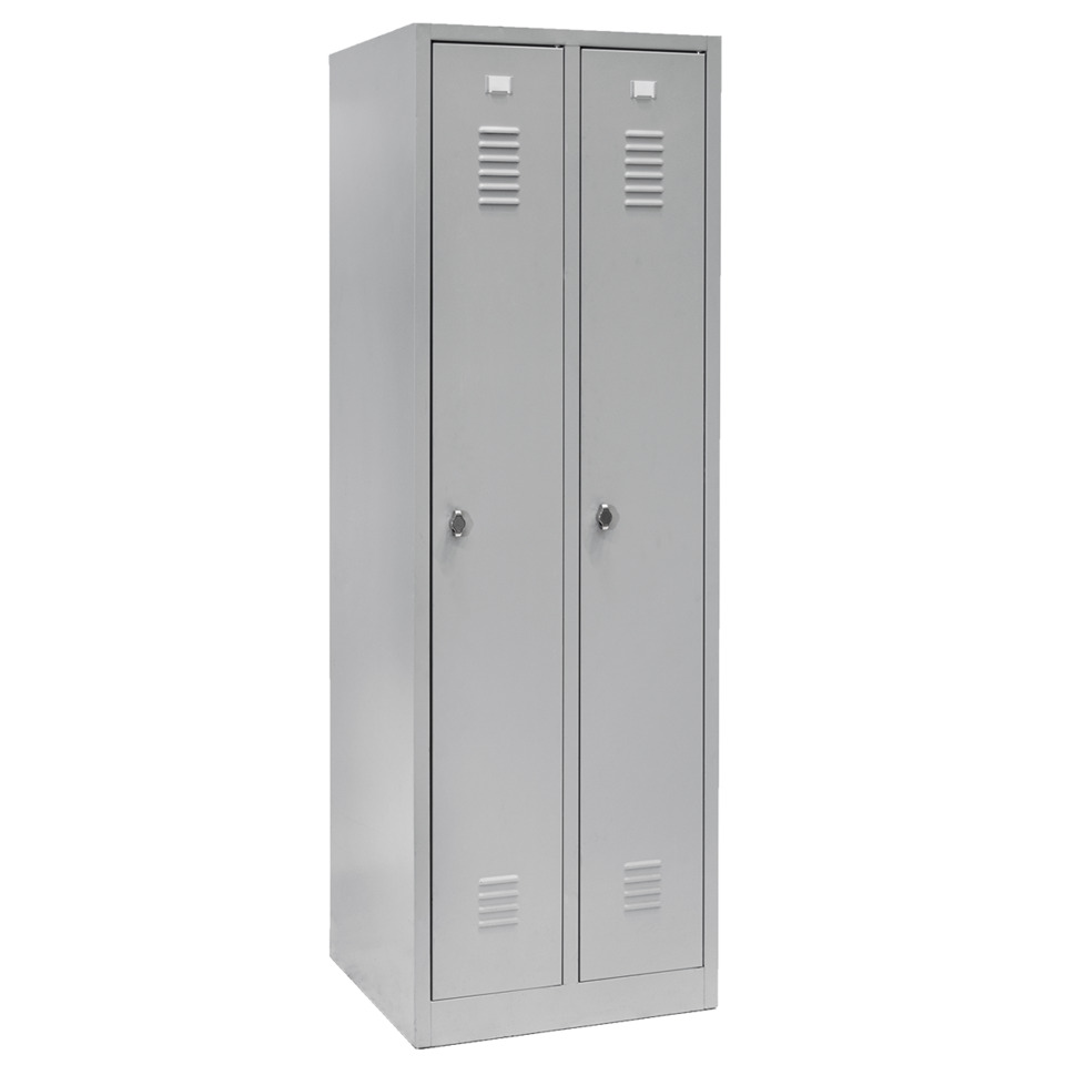 Garderobenschrank, 2 Abteile, Stahl, grau