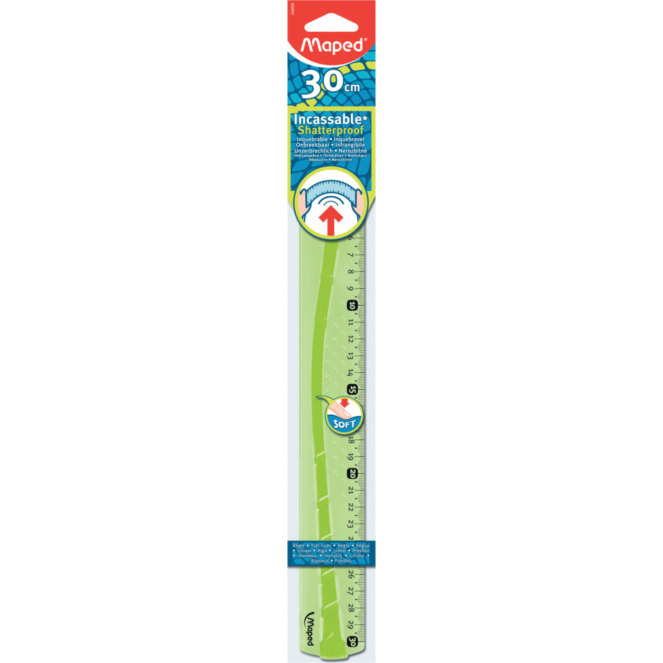 Flachlineal Flex - 30 cm, sortiert, blau / grün-transparent