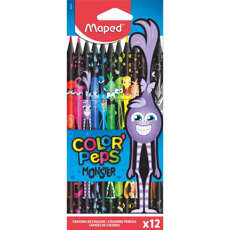 Farbstiftetui Color'Peps Black Monster - 12 Farben sortiert
