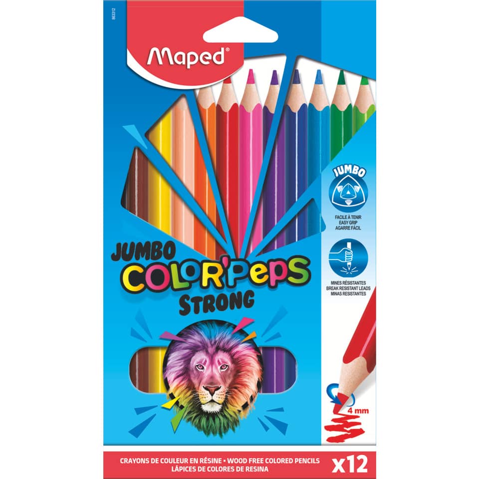 Farbstiftetui Jumbo Color'Peps Strong - 12 Farben sortiert