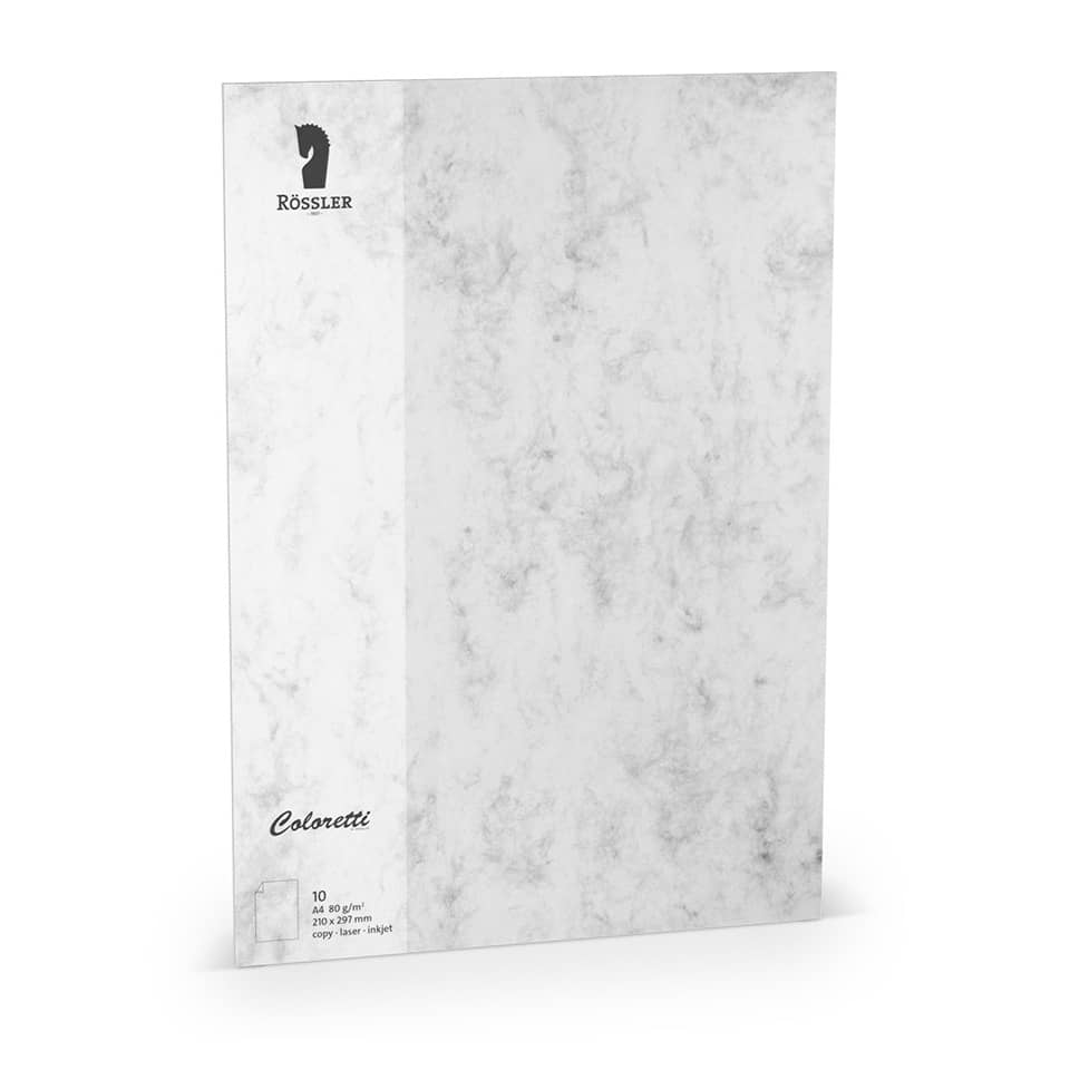 Coloretti Briefbogen - A4, 80g, 10 Blatt, grau marmora