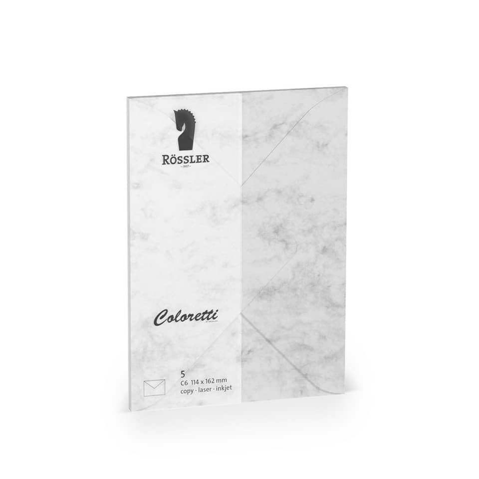 Coloretti Briefumschläge - C6, 5 Stück, grau marmora