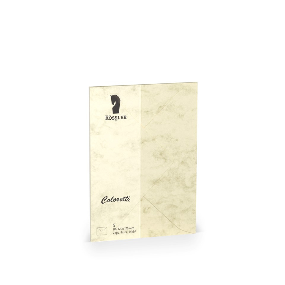 Coloretti Briefumschläge - B6, 5 Stück, chamois marmora