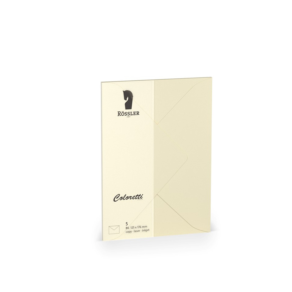 Coloretti Briefumschläge - B6, 5 Stück, creme