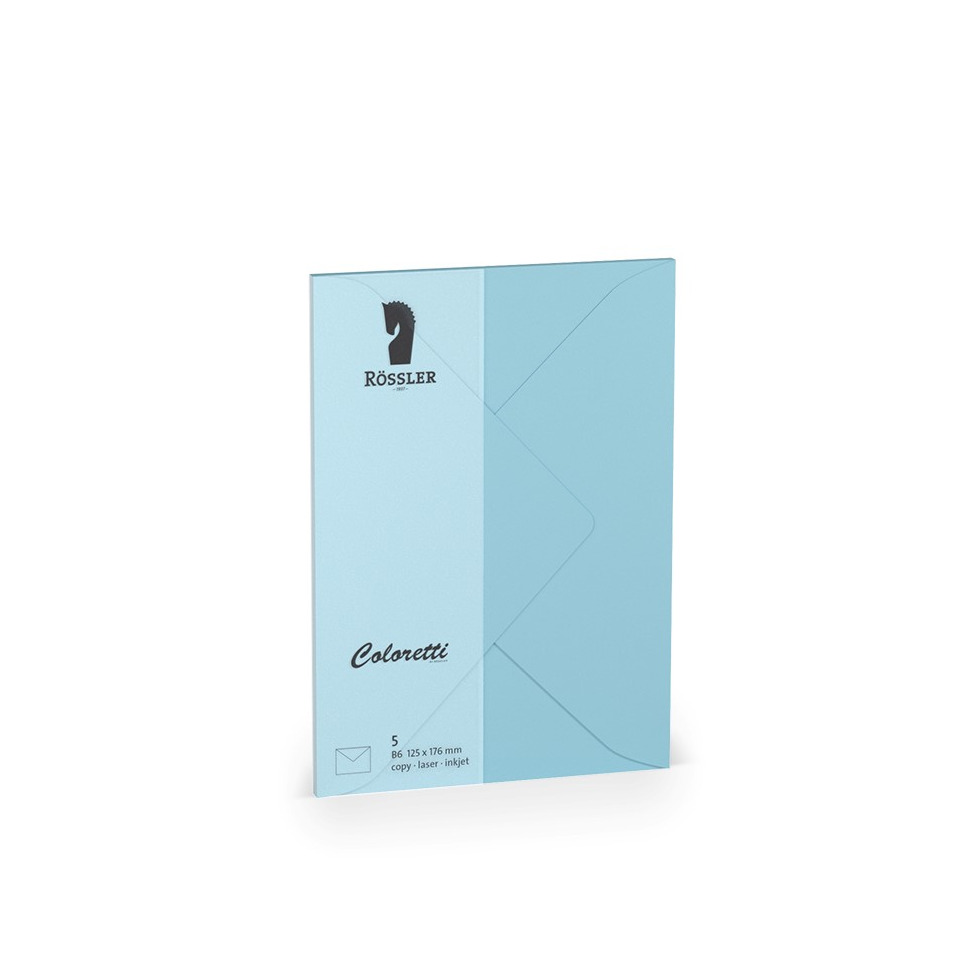 Coloretti Briefumschläge - B6, 5 Stück, himmelblau