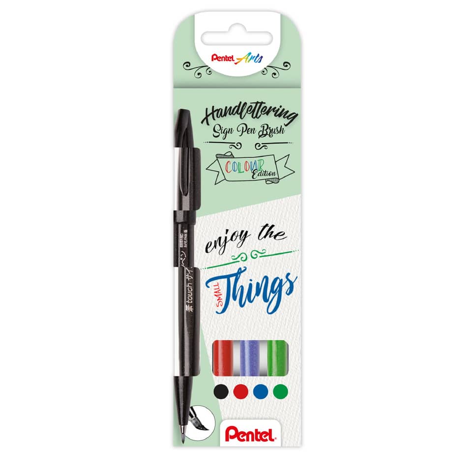 Faserschreiber Brush Pen - 0,2-2,0 mm, 4er Pack sortiert