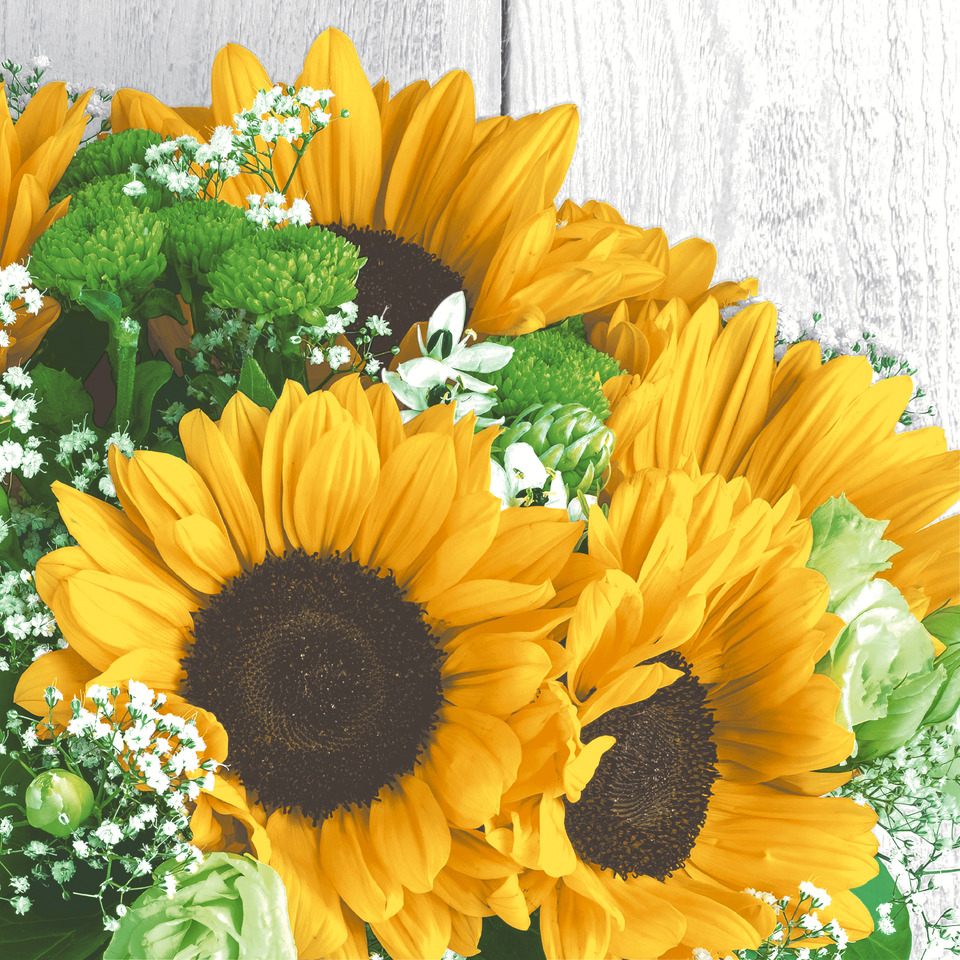 Motivserviette, Sonnenblumen, 33 x 33 cm, 3-lagig, 20 Stück