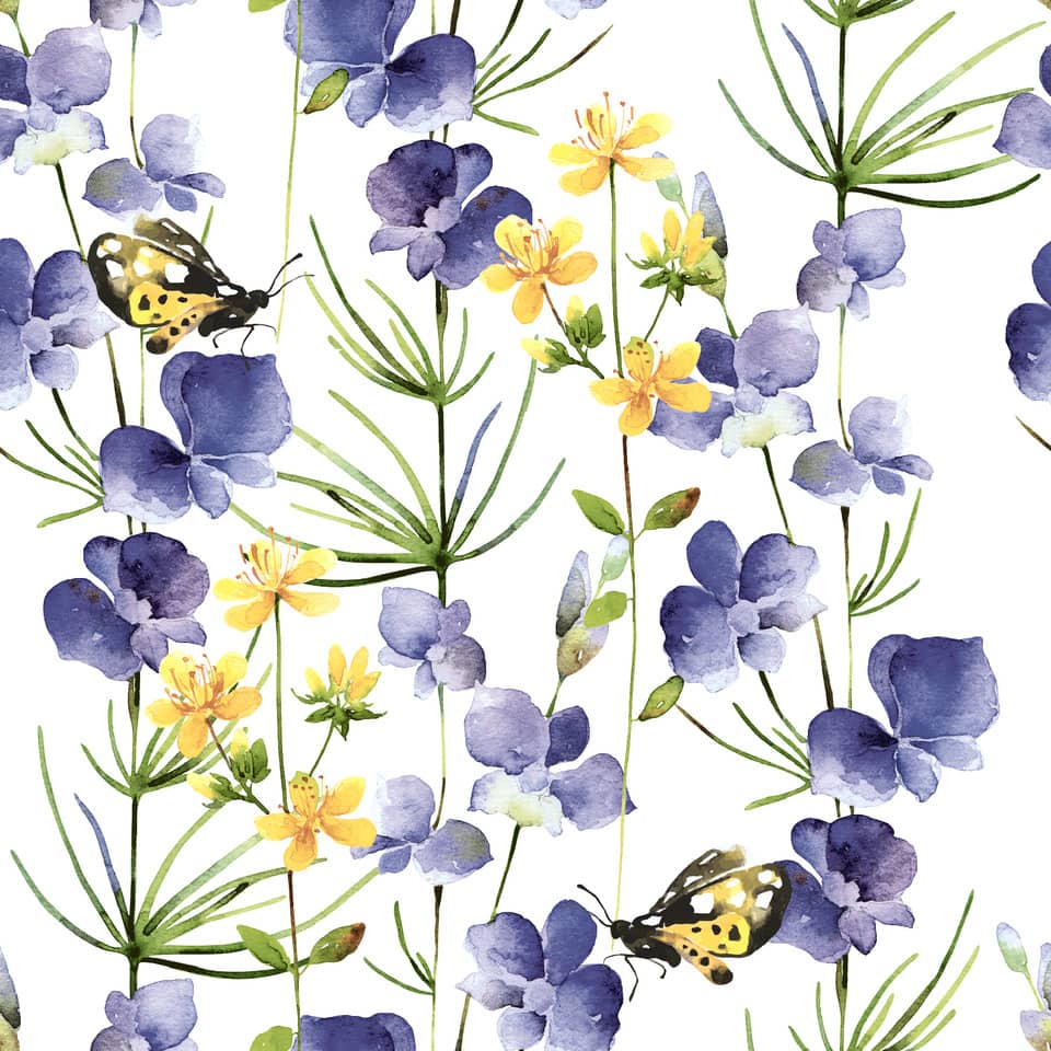 Motivserviette, Blaue Blüten, 25 x 25 cm, 3-lagig, 20 Stück