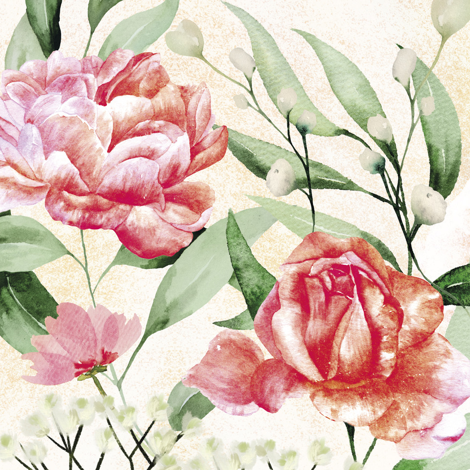 Motivserviette, Rosensymphonie, 25 x 25 cm, 3-lagig, 20 Stück