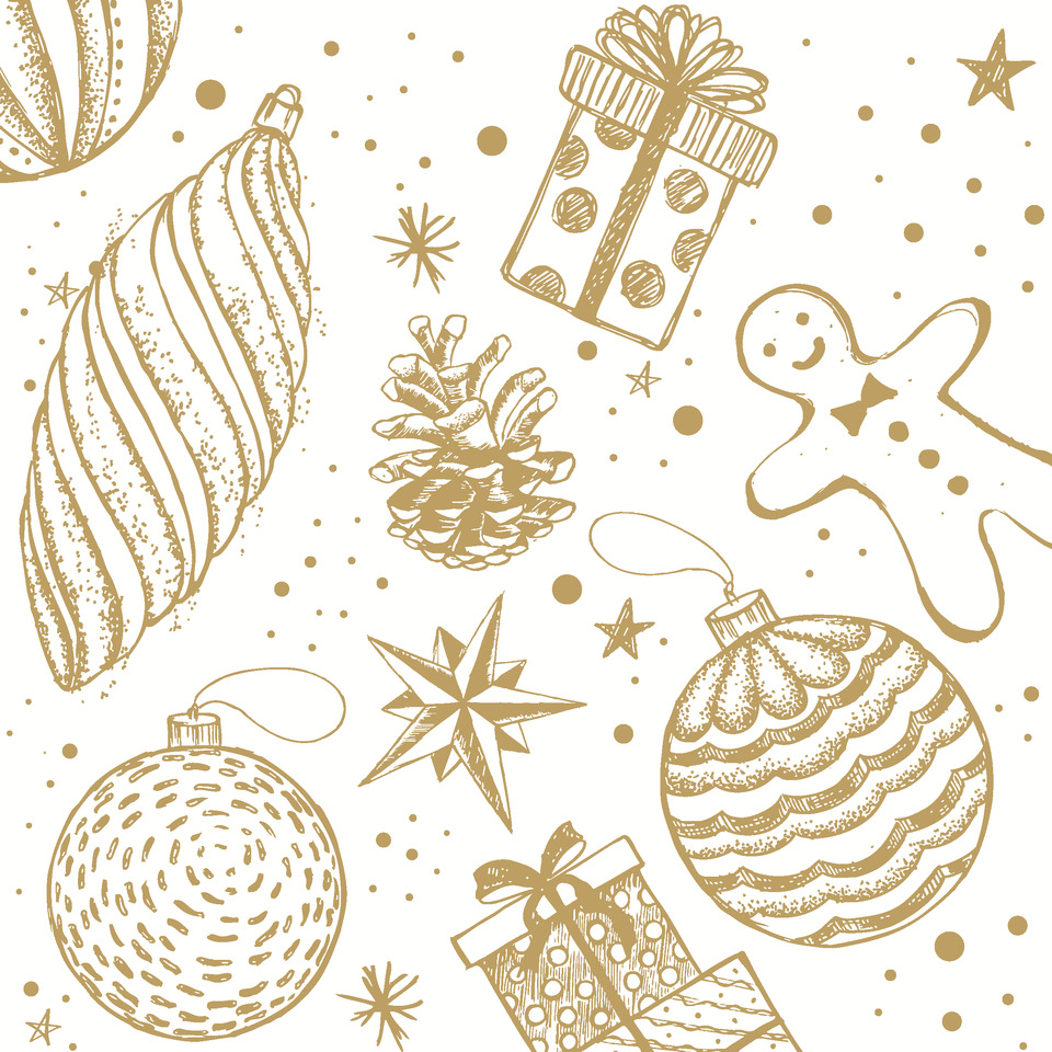 Weihnachts-Zelltuchserviette, Kugelsinfonie, 25 x 25 cm, 3-lagig, 20 Stück