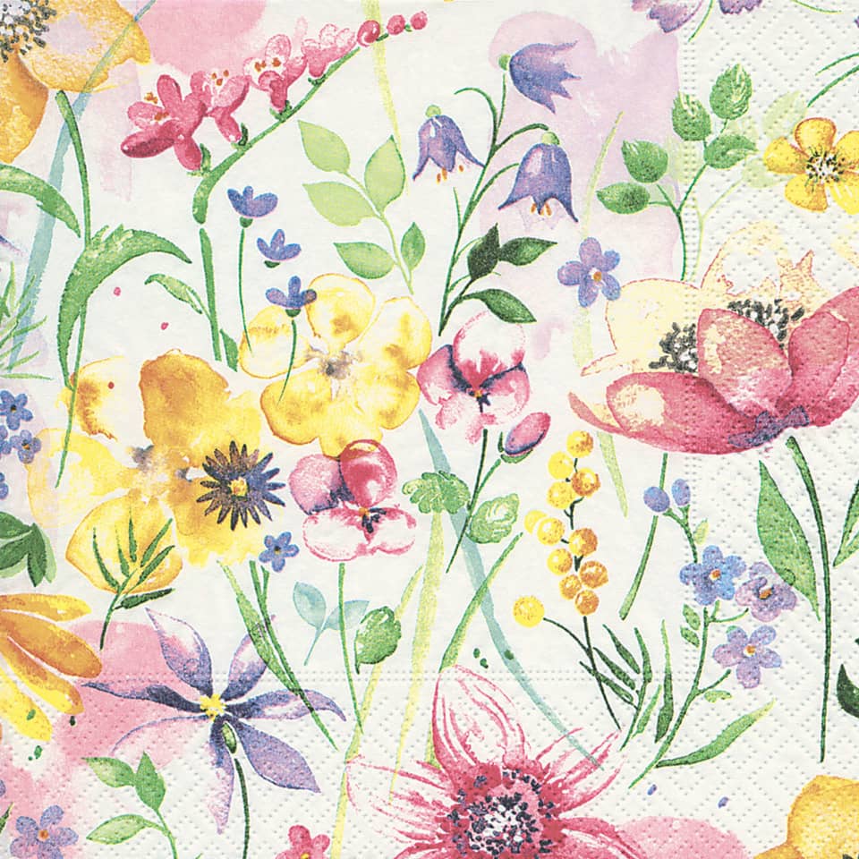 Motivserviette, Blumenwiese, 33 x 33cm, 3-lagig, 20 Stück