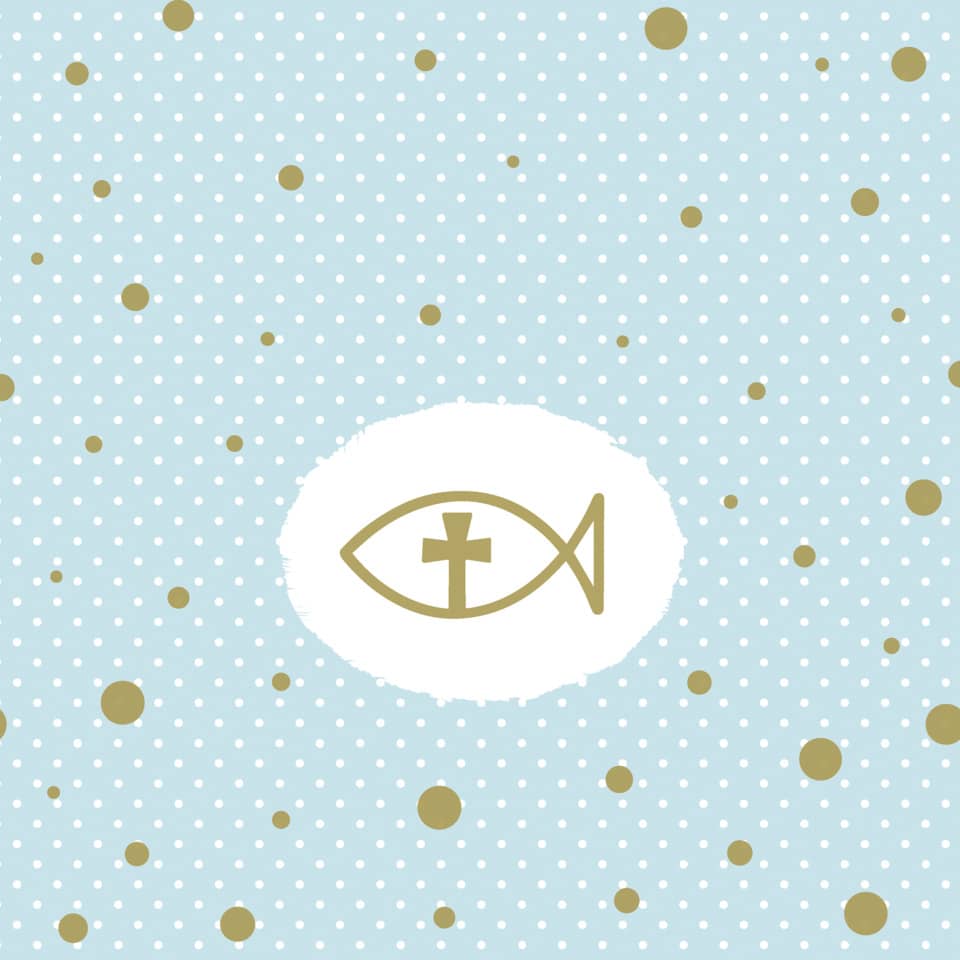Motivserviette, Ichthys Fisch mit Punkten, 33 x 33 cm, 3-lagig, 20 Stück