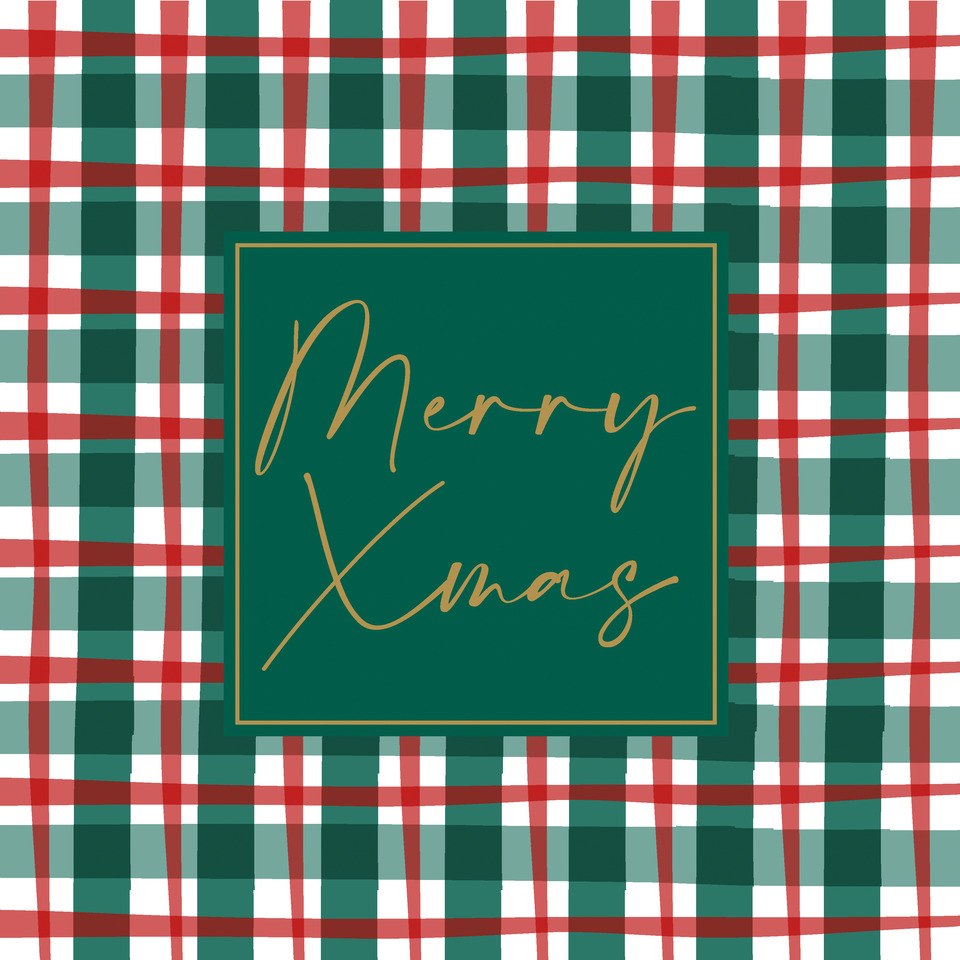 Weihnachts-Zelltuchserviette, Merry Christmas auf Muster, 33 x 33 cm, 3-lagig, 20 Stück
