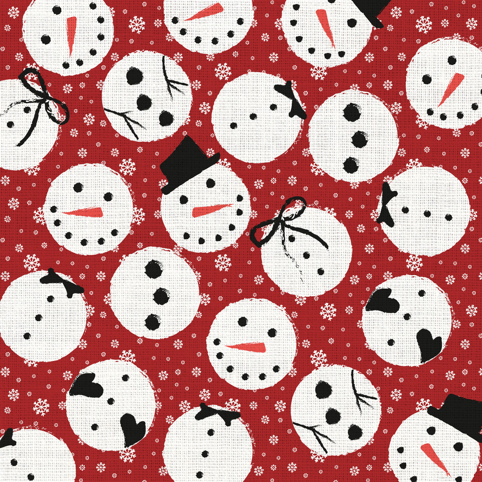 Weihnachts-Zelltuchserviette, Schneemann-Muster, 33 x 33 cm, 3-lagig, 20 Stück