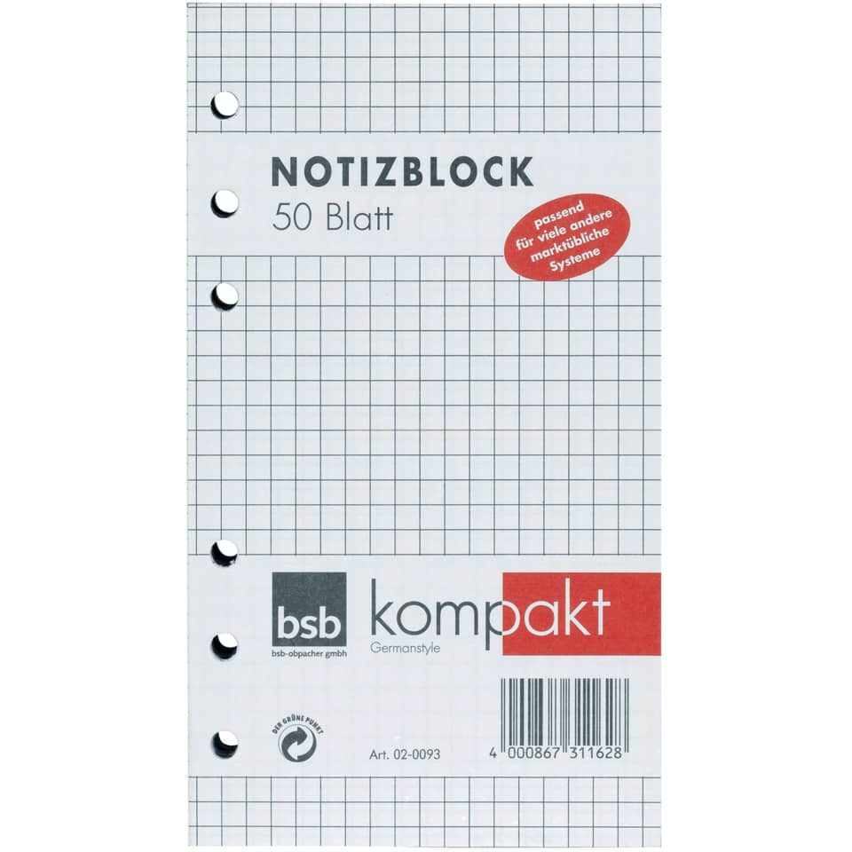 Ersatznotizblock Manager - A5, 50 Blatt, kariert