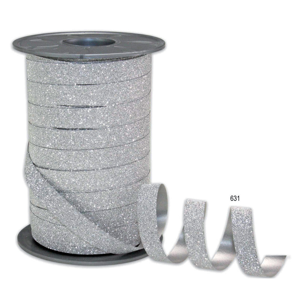 Ringelband - 10 mm x 100 m, Glitter silber