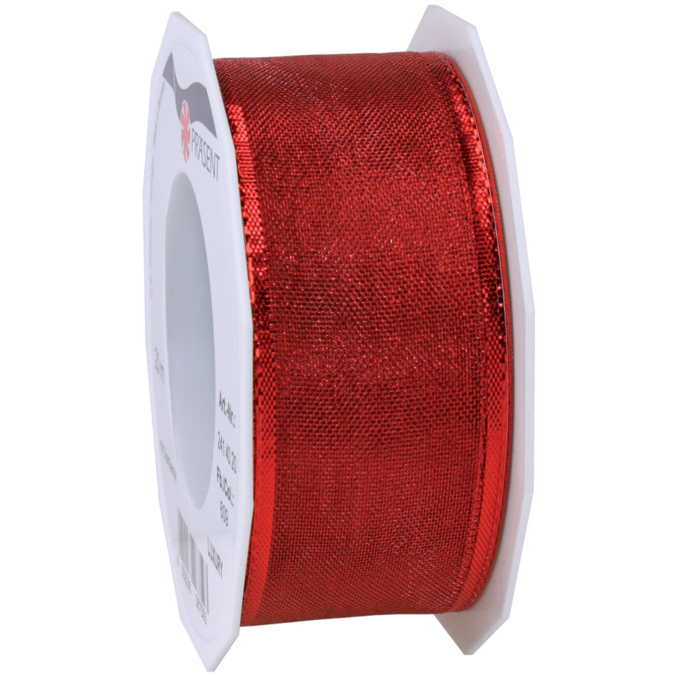 Zierband mit Draht Luxury - 40 mm x 20 m, rot