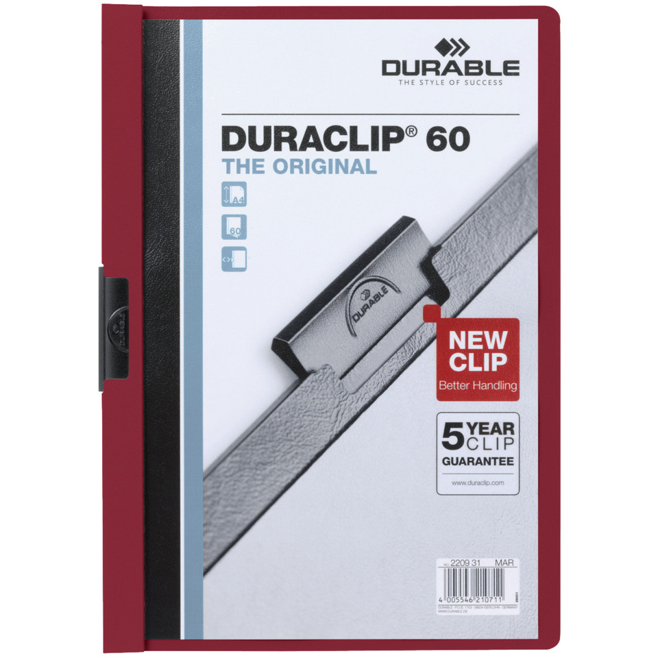 Klemm-Mappe DURACLIP® 60 - A4, aubergine/dunkelrot