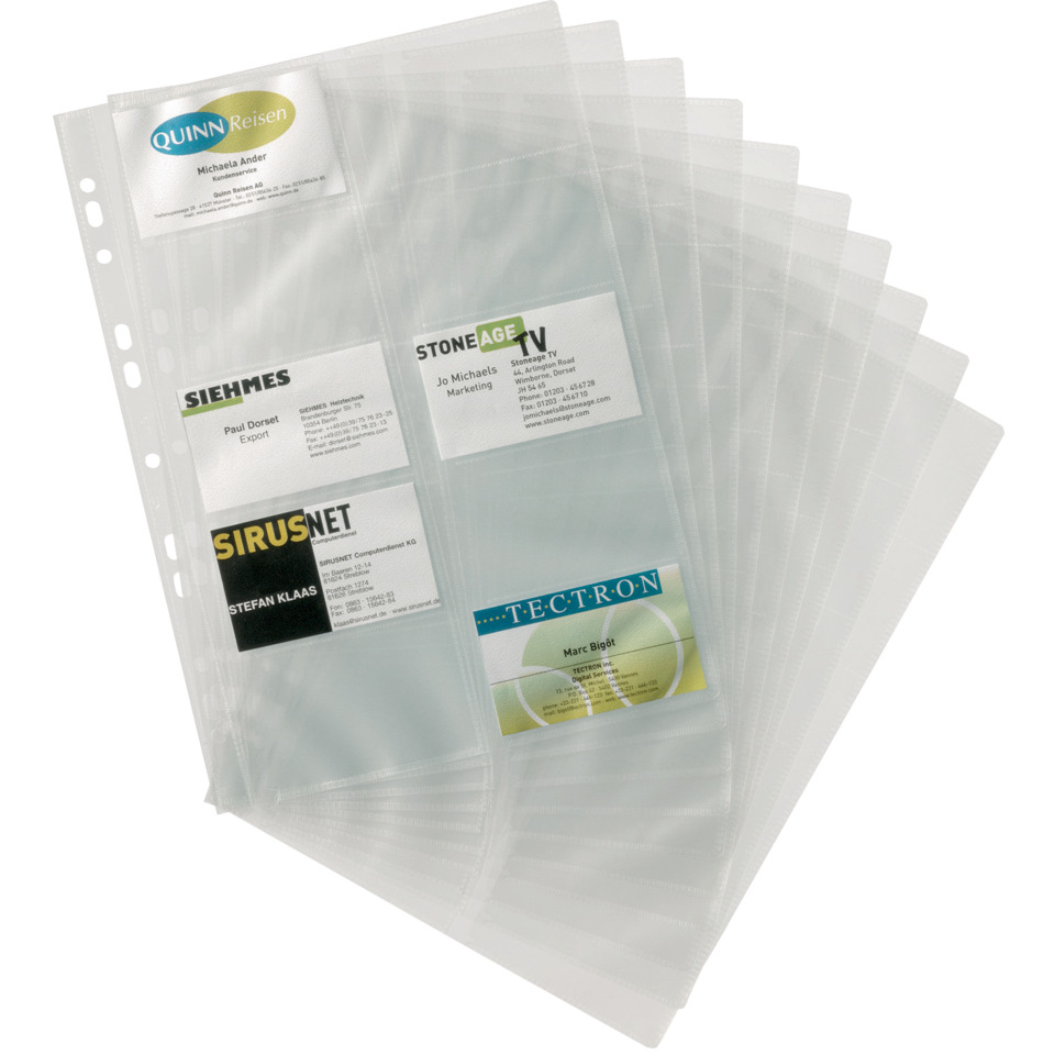 Visitenkartenhülle für VISIFIX® A4, für 20 Karten 90x57mm, transparent, 10Hüllen/Pg