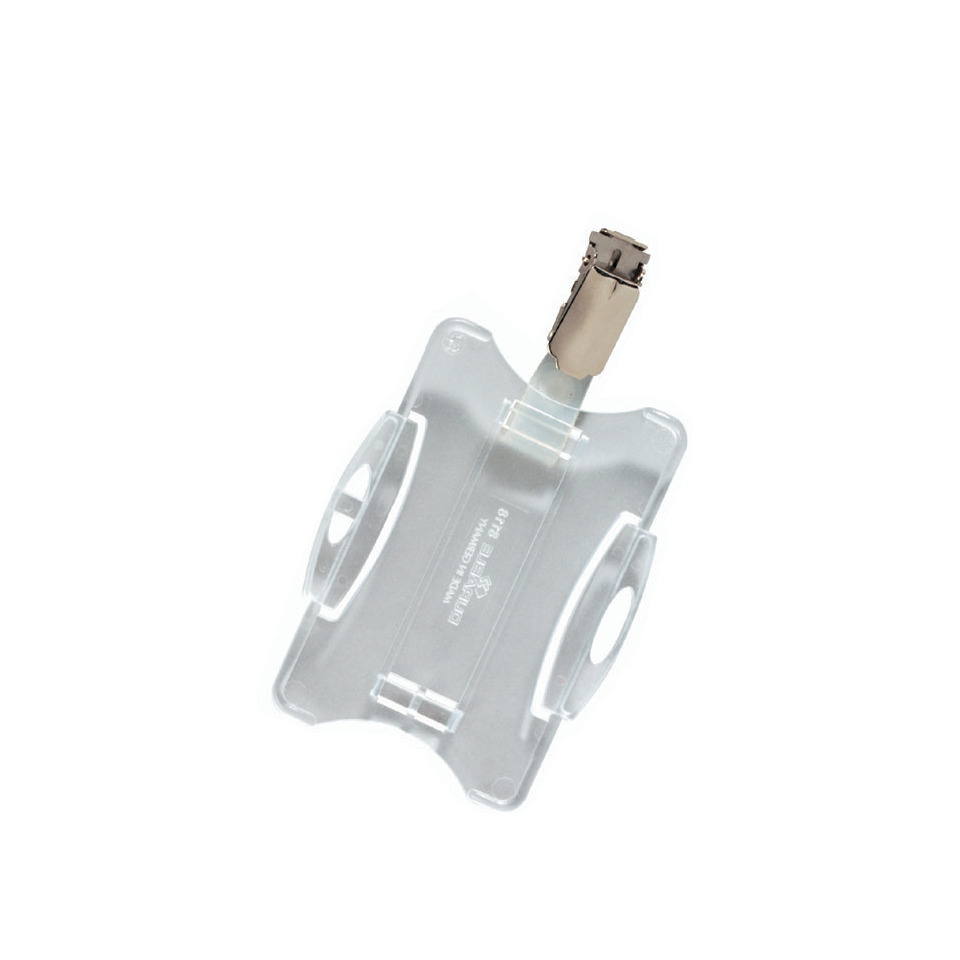 Ausweiskartenhalter, mit Metallclip, Kunststoff, Rahmen transparent, 85 x 54 mm