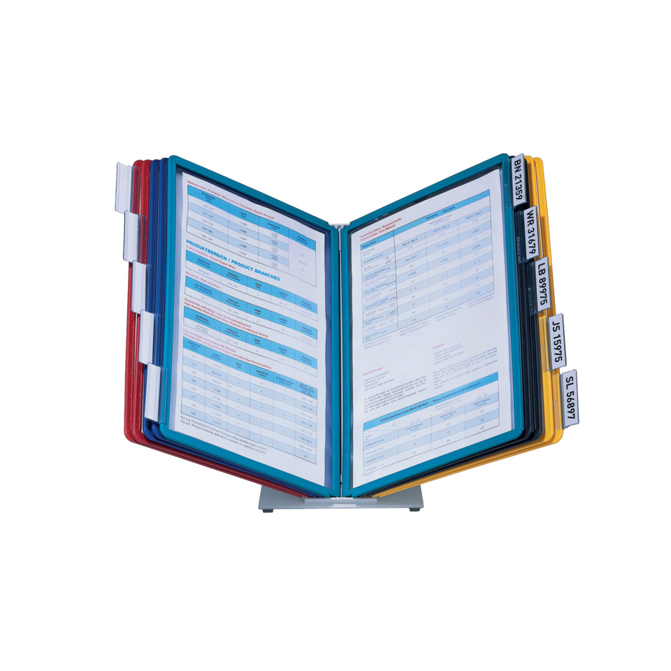 Sichttafelsystem VARIO® TABLE 10 - Tischständer, 10 Sichttafeln A4, sortiert