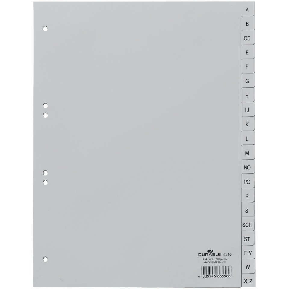 Register - A - Z, PP, grau, A4, 20 Blatt