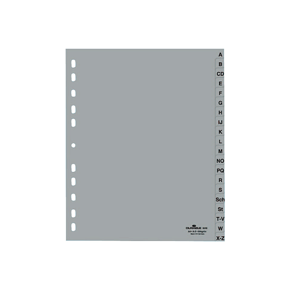 Register - A - Z, PP, grau, A4 Überbreite, 20 Blatt
