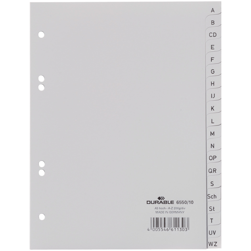 Register - A - Z, grau, A5, 20 Blatt