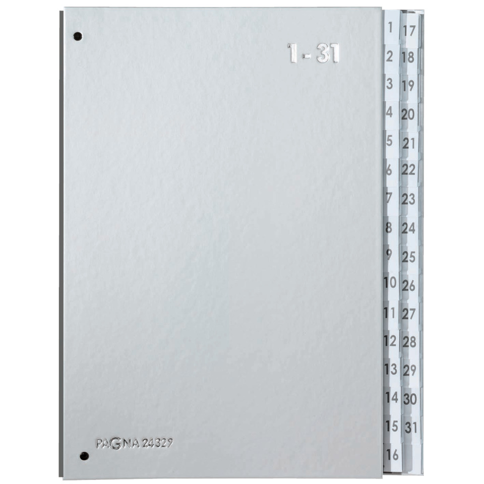 Pultordner Color-Einband - Tabe 1 - 31, 32 Fächer, silber