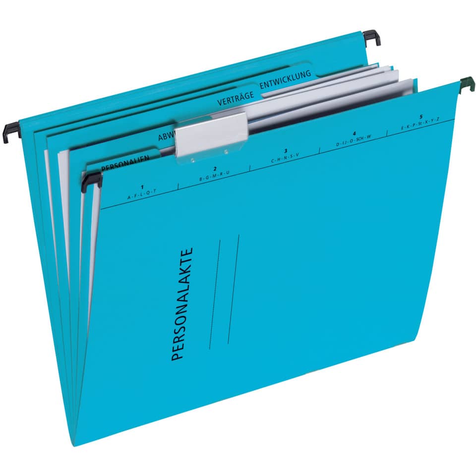 Personalakte - DIN A4, 5 Fächer, mit Hängeschienen, blau
