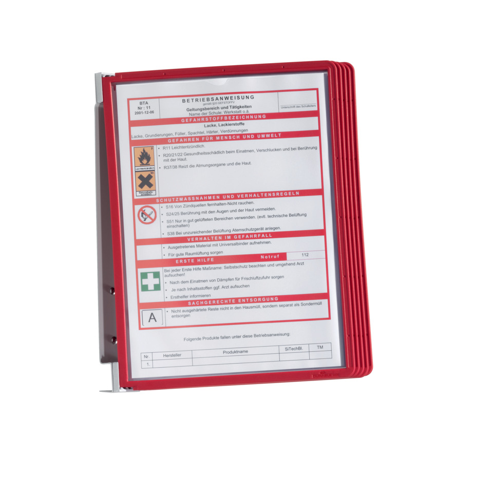 Sichttafelsystem VARIO® WALL 5 - Wandset, 5 Sichttafeln A4, rot