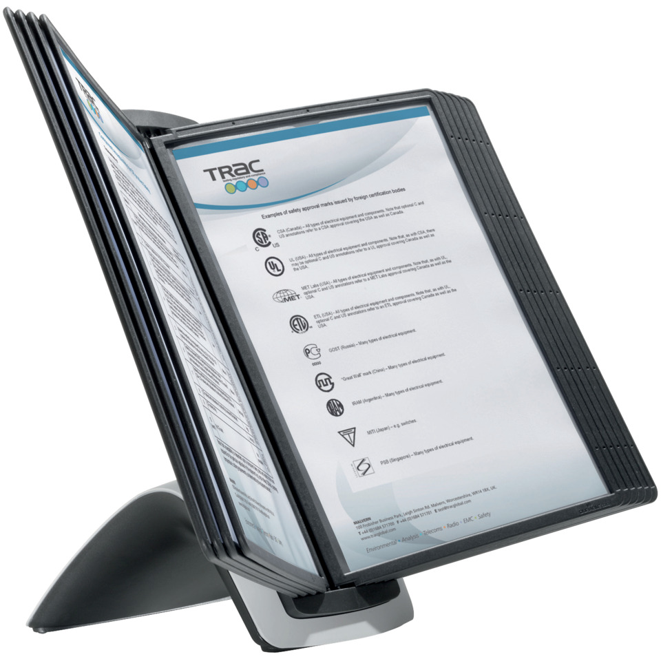 Sichttafelsystem SHERPA® style table 10 - mit 10 Sichttafeln A4, schwarz/grau