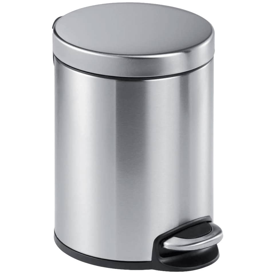 Treteimer, Edelstahl, rund, 290 x 260 mm x Ø 205 mm, 5 l, metallic silber