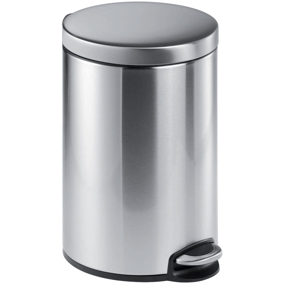 Treteimer, Edelstahl, rund, 400 x 310 mm x Ø 250 mm, 12 l, metallic silber