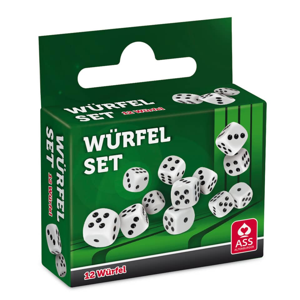 Würfel, 12 Stück in Faltschachtel