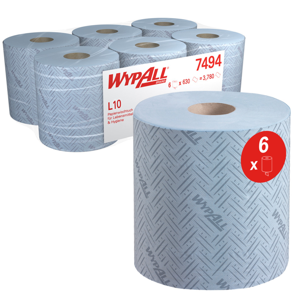 Wischtuch L10 RCS Großrolle - 1-lagig, blau, 1 Rollen x 630 Tücher