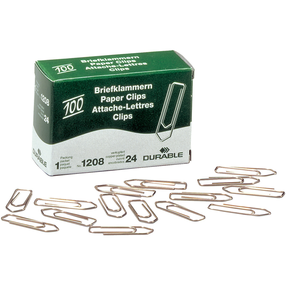 Briefklammer - 32 mm, Metall, verkupfert, Schachtel mit 100 Stück