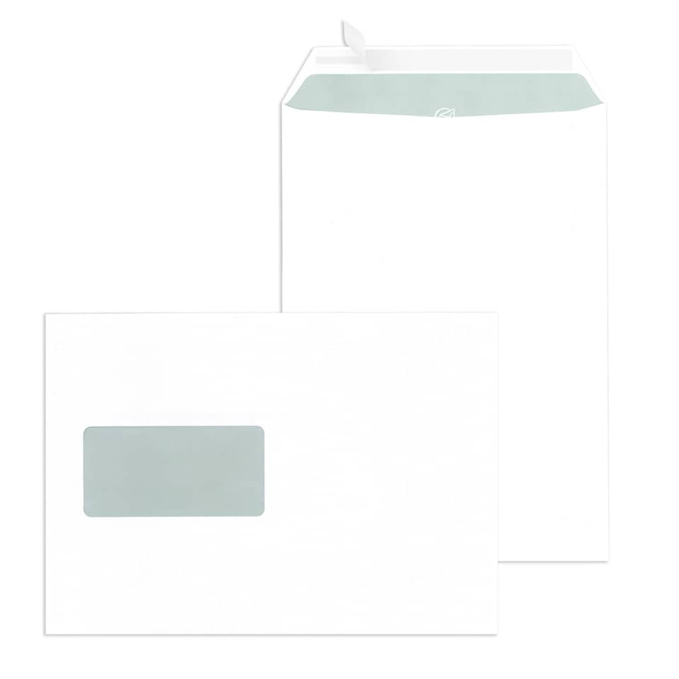 Versandtaschen C5, mit Fenster, haftklebend, 90 g/qm, weiß, 500 Stück