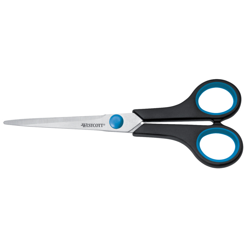 Schere Easy Grip, rostfrei, gerade, symmetrisch, blau/schwarz, 18 cm