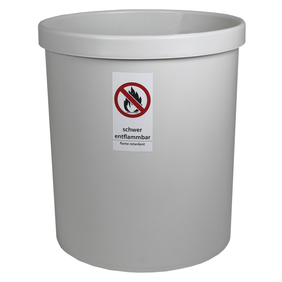 Sicherheitspapierkorb, 18 Liter - hellgrau, Ø min/max: 250/290 / 330 mm hoch