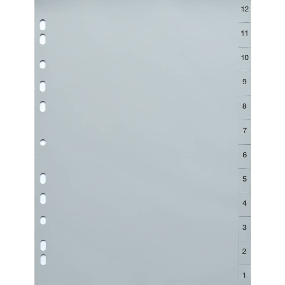 Zahlenregister - 12 - 1, PP, A4, 12 Blatt, grau
