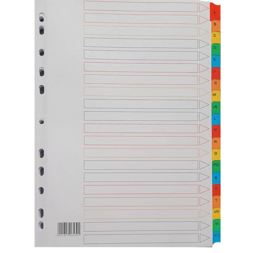 Register - A - Z, Karton, 20 Blatt + Indeckblatt, weiß