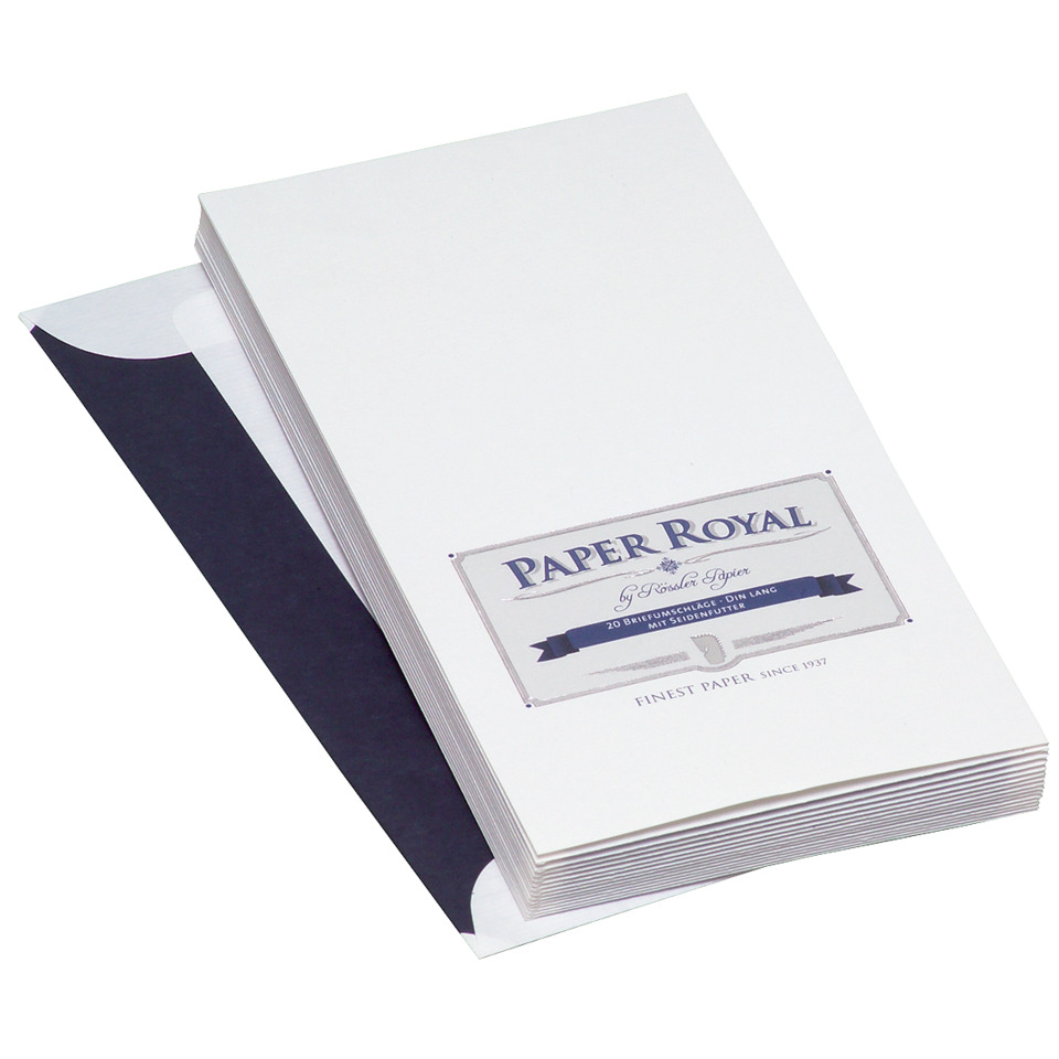 Paper Royal Briefhüllen - DIN lang mit Seidenfutter, 20 Stück, weiß