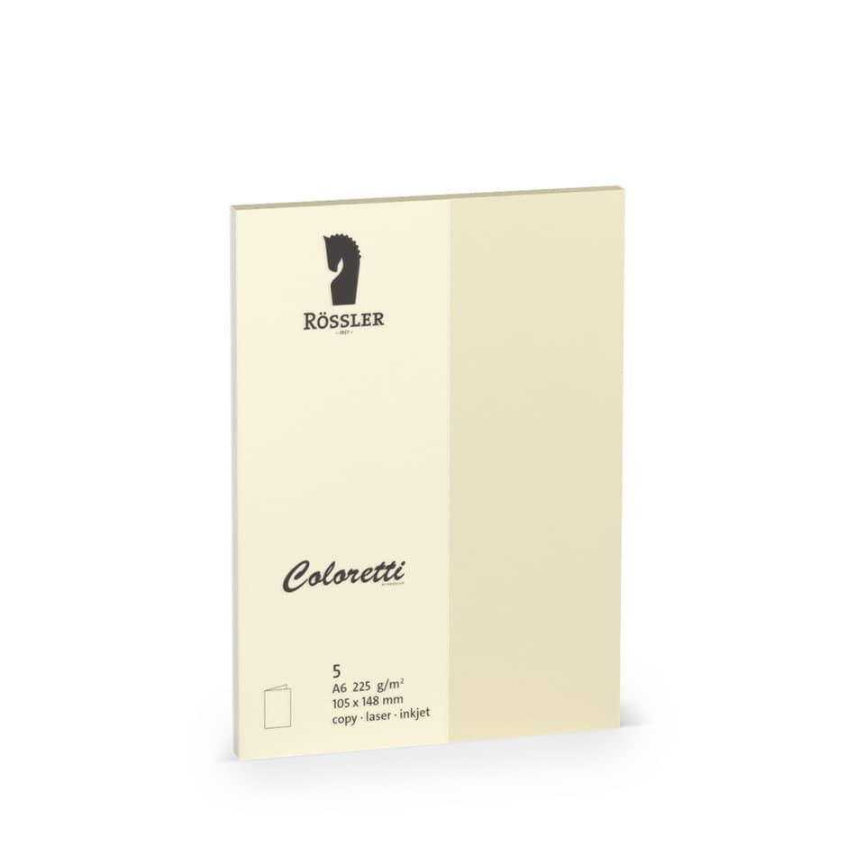 Coloretti Doppelkarte - A6 hoch, 5 Stück, creme