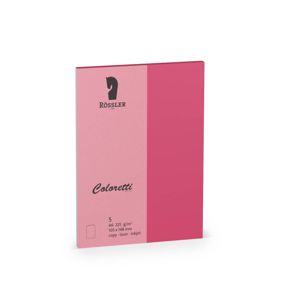 Coloretti Doppelkarte - A6 hoch, 5 Stück, pink