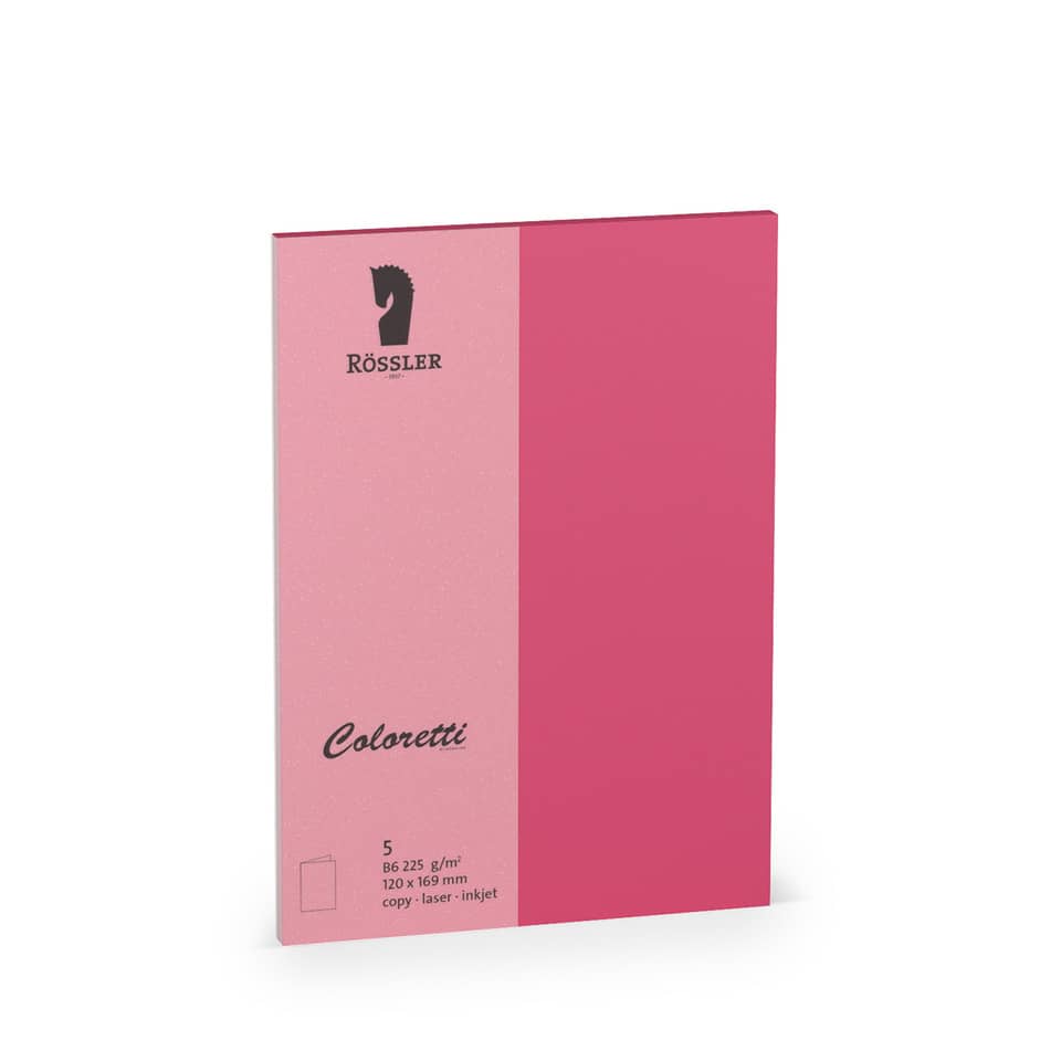 Coloretti Doppelkarte - B6 hoch, 5 Stück, pink
